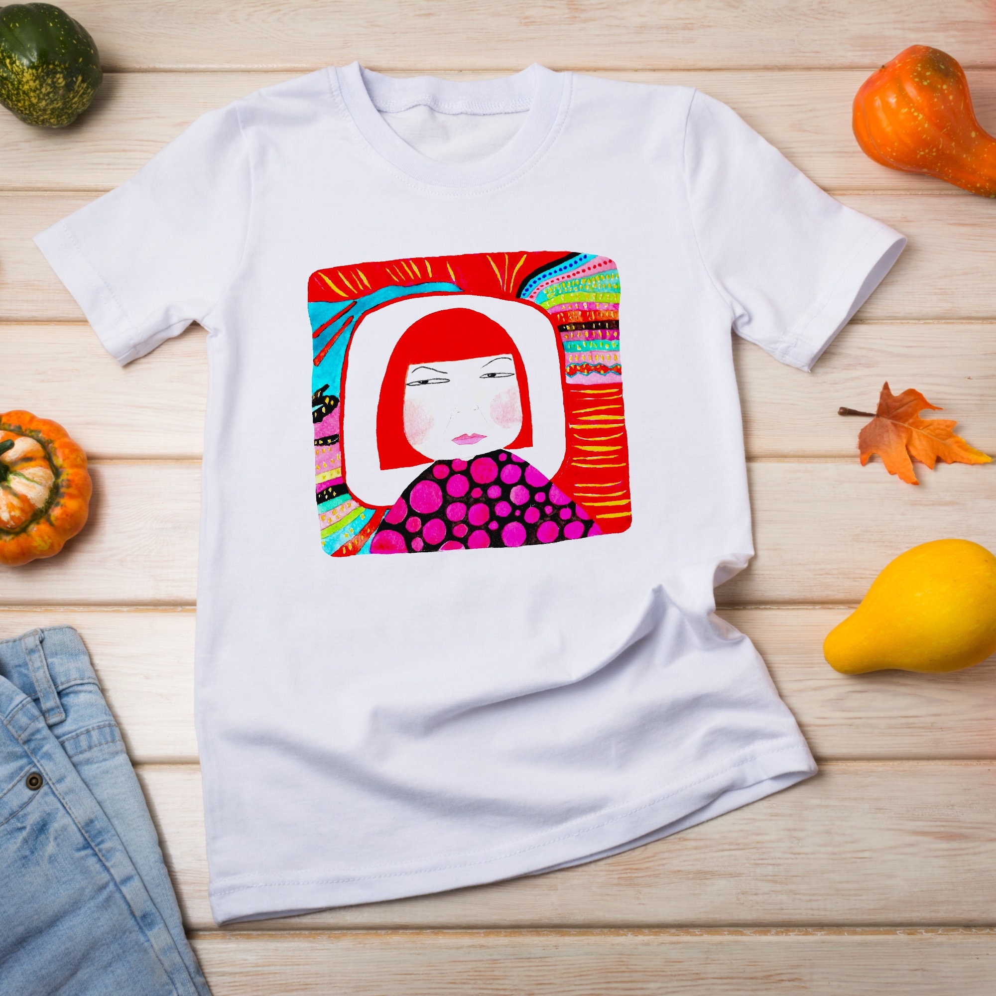 Yayoi Kusama inspired colorful unisex Tshirt Etsy