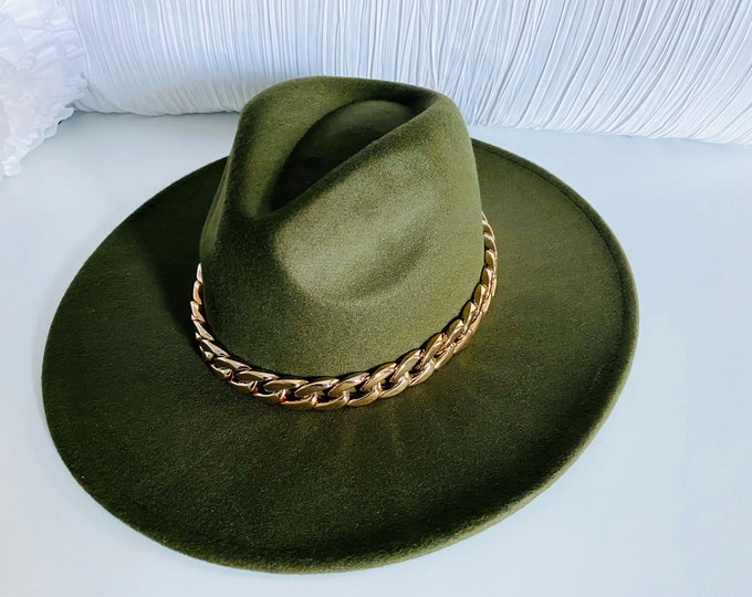 Olive Green Fedora Etsy