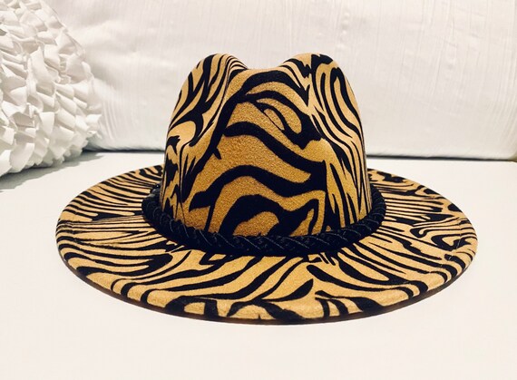 Caramel Zebra Print Fedora Hat - Etsy 