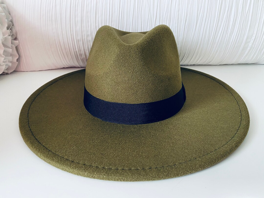 Classic Olive Green Fedora Hat Etsy