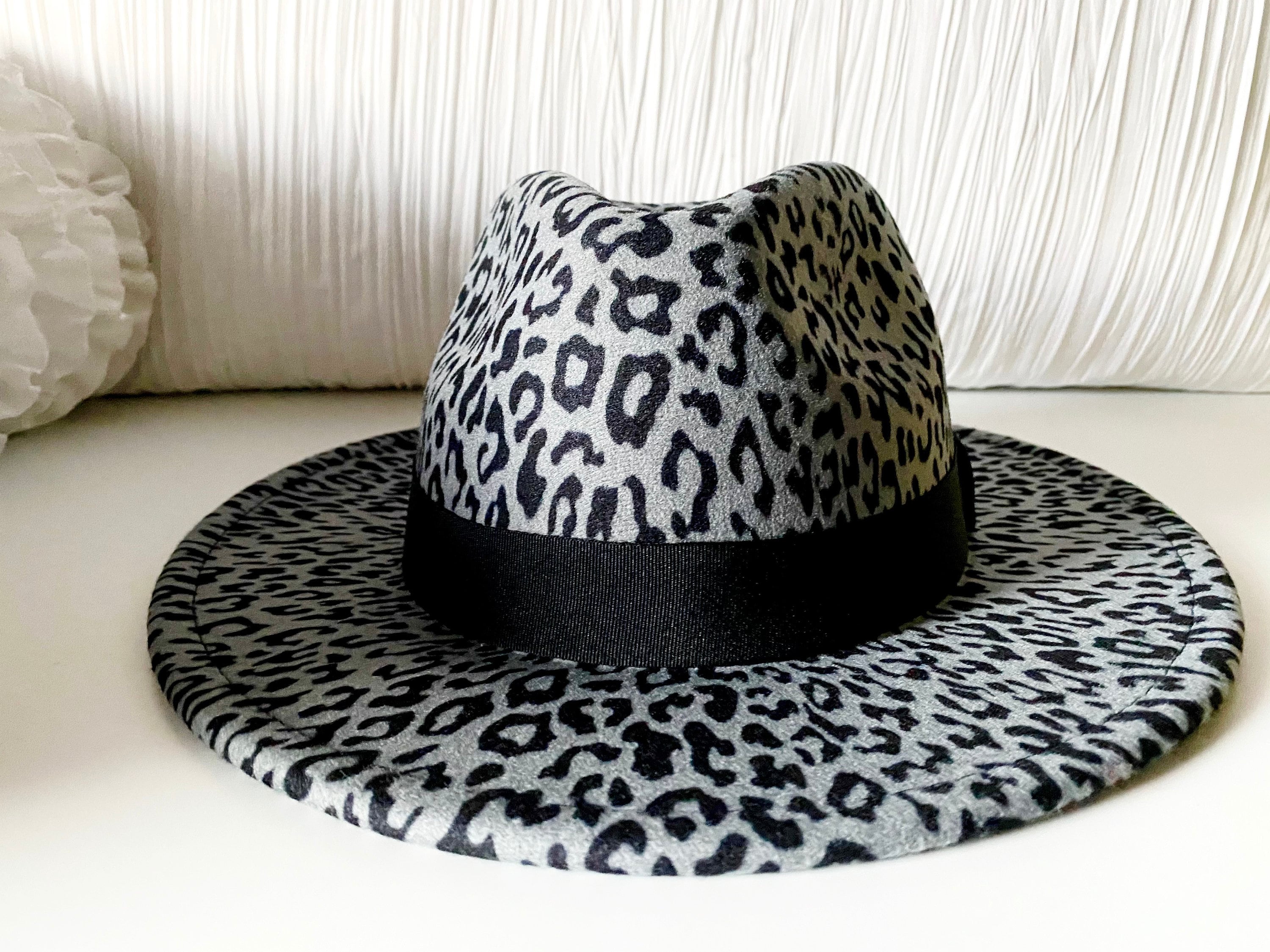 Grey Leopard Print Fedora Hat - Etsy 