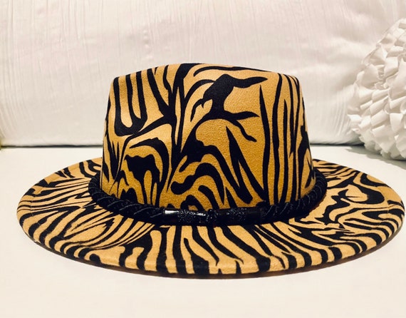 Caramel Zebra Print Fedora Hat - Etsy 