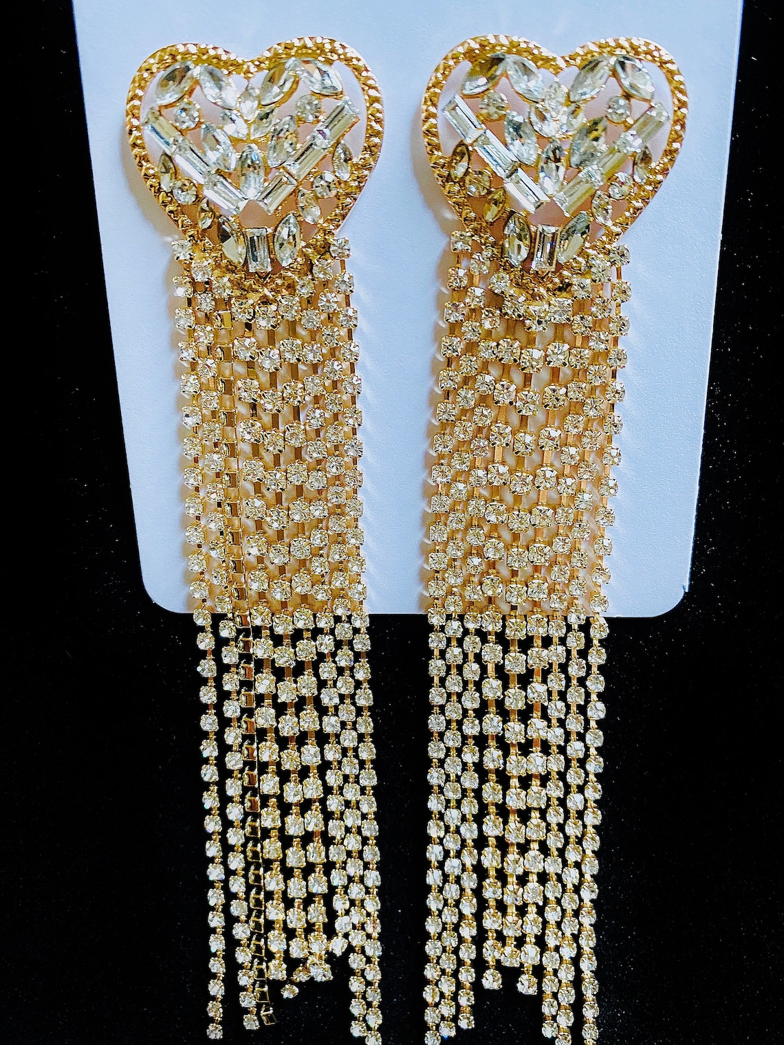 Fashion Heart Rhinestone Long Tassel Etsy