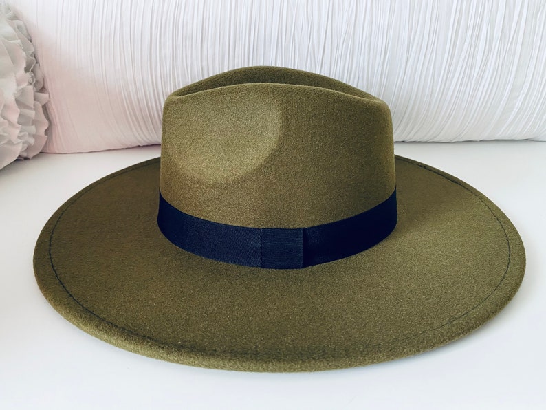 Classic Olive Green Fedora Hat Etsy