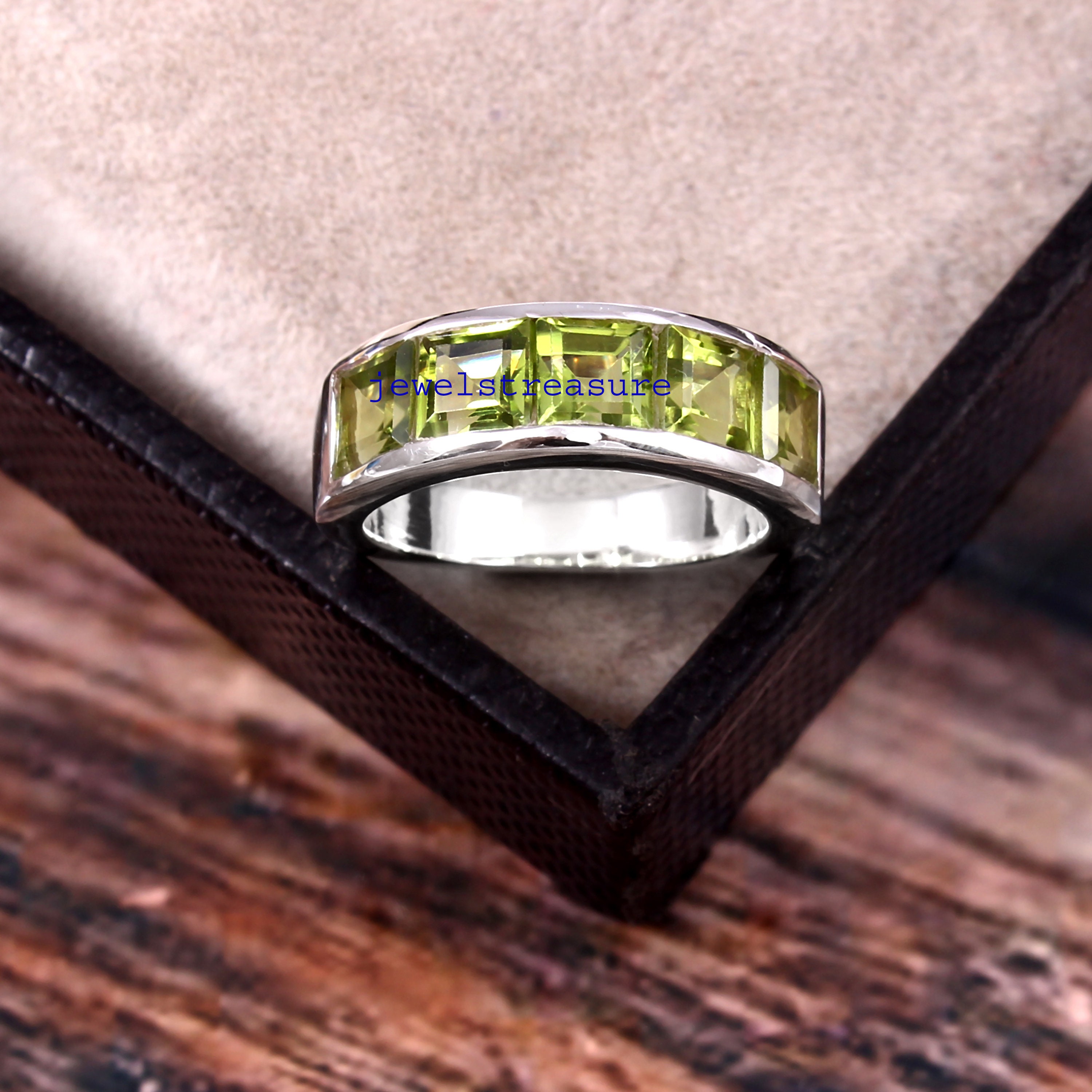 Mens peridot wedding band hot sale