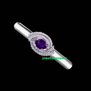 Amethyst Tie Clips, Silver Tie Clip, Birth stone Tie Clip, Men&#39;s tie Clip, Wedding Tie Clip, Tie Clip For Gift, tie Clip for Gift