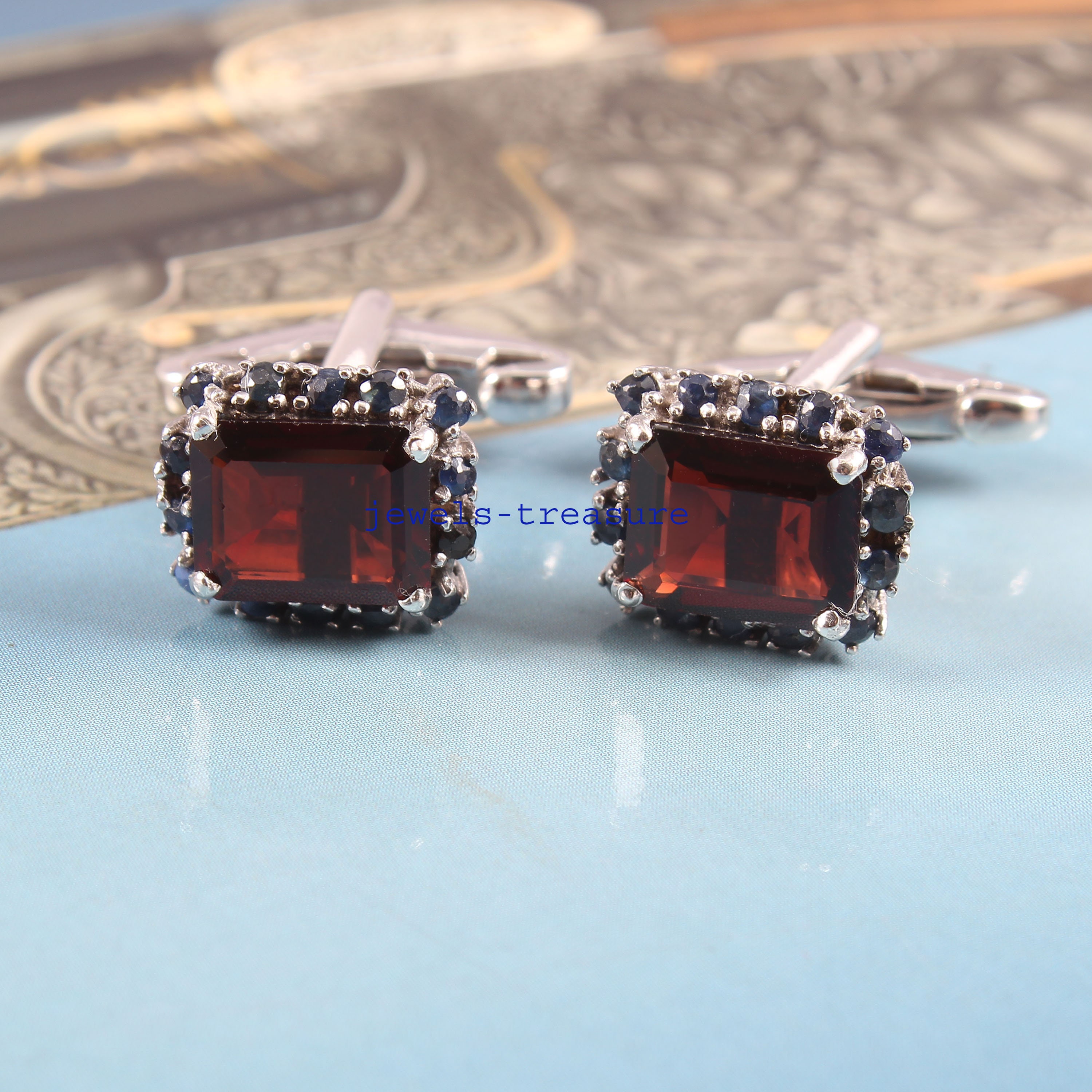 Cufflinks Sapphire Cufflinks sterling silver Etsy