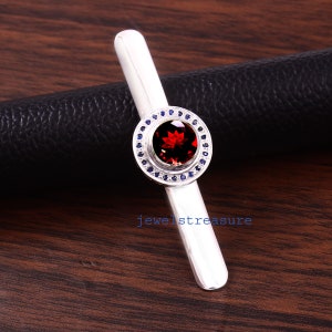 Garnet Tie Clips for Men, Personalised Tie Clip, Birth stone Tie Clip, Men&#39;s Wedding Tie Clip, Tie Clip For Gift, Men&#39;s Tie Bar
