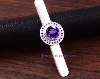 Amethyst Tie Clip, Tie Clips for Men, Personalized Tie Clip, Birth stone Tie Clip, Men's Wedding Tie Clip, Tie Clip For Gift, Men's Tie Bar