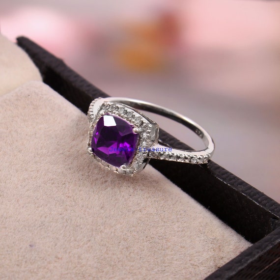 Natural Topaz & Amethyst Ring White Lab-Created Sapphire 10K White Gold |  Jared