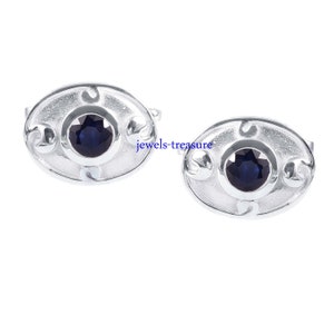 Sapphire Cufflinks, silver cufflinks, Blue sapphire cufflinks, Cuff links for men, Engagement Cufflinks, Wedding Cufflinks, Gift for him