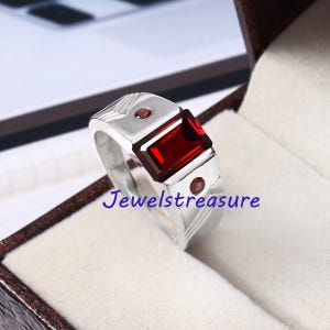 Garnet Men&#39;s Ring,  silver ring for men, Garnet ring for men, Natural Garnet Ring, Art Deco  Ring , Wedding Ring for Men&#39;s , Gift for Him