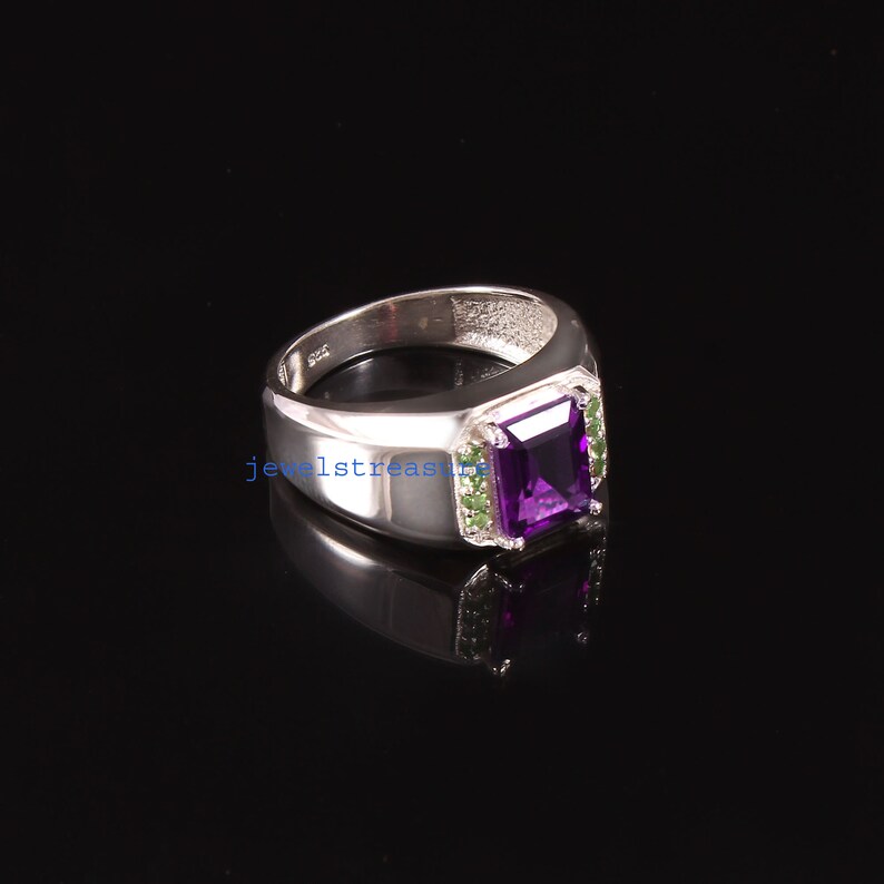 Amethyst Men Ring Silver Men's Ring Natural Amethyst Etsy