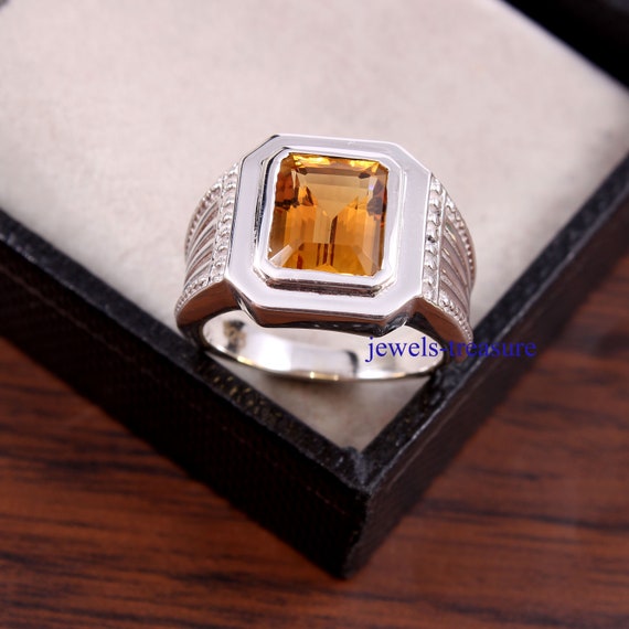 Bague citrine homme hotsell