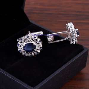 Sapphire cufflinks, silver Men cufflinks, Blue sapphire Cufflinks, Cufflinks for Men, Engagement Cufflinks, wedding Cufflinks, Gift for him