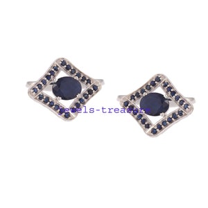 Sapphire Cufflinks, silver cufflinks, Blue sapphire cufflinks, Birth stone cufflinks, Men Cufflinks, Engagement Cufflinks, Wedding Cufflinks