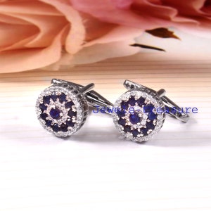 Sapphire Cufflinks, Blue sapphire Cufflinks, silver cufflinks, Cufflinks for men, Birthstone  cufflinks, Men Cufflinks, Engagement Cufflinks