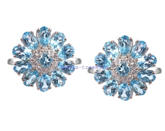 Blue Topaz Cufflinks, 925 Sterling Silver, Wedding Cufflinks