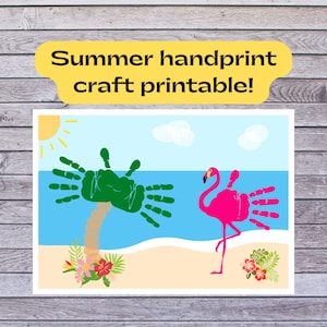 Summer Handprint Craft, Printable Handprint Art, Daycare Activity, Preschool activity, DIY Keepsake, Baby Toddler Summer Crafts