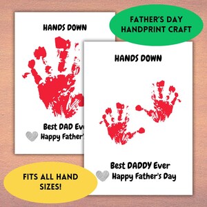 Father&#39;s Day Gift Hand Print Best Dad Ever Printable For Dad Daddy DIY craft kids children Finger Paint Kids Art Work Activity