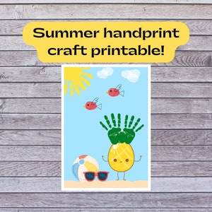 Summer Handprint Craft, Printable Handprint Art, Daycare Activity, Preschool activity, DIY Keepsake, Baby Toddler Summer Crafts