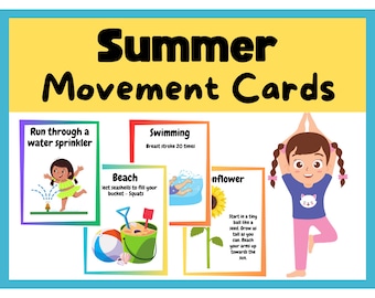Summer Movement Break Cards, Kids Fitness Game