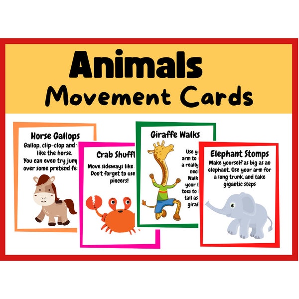 Movement Break Cards, Brain Break Cards, Movement Break Printable, Classroom Break Cards Charades cards, printable kids game