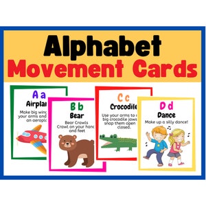 Juego del alfabeto, tarjetas de interrupción de movimiento, tarjetas de ruptura cerebral y juego infantil imprimible para leer y aprender letras