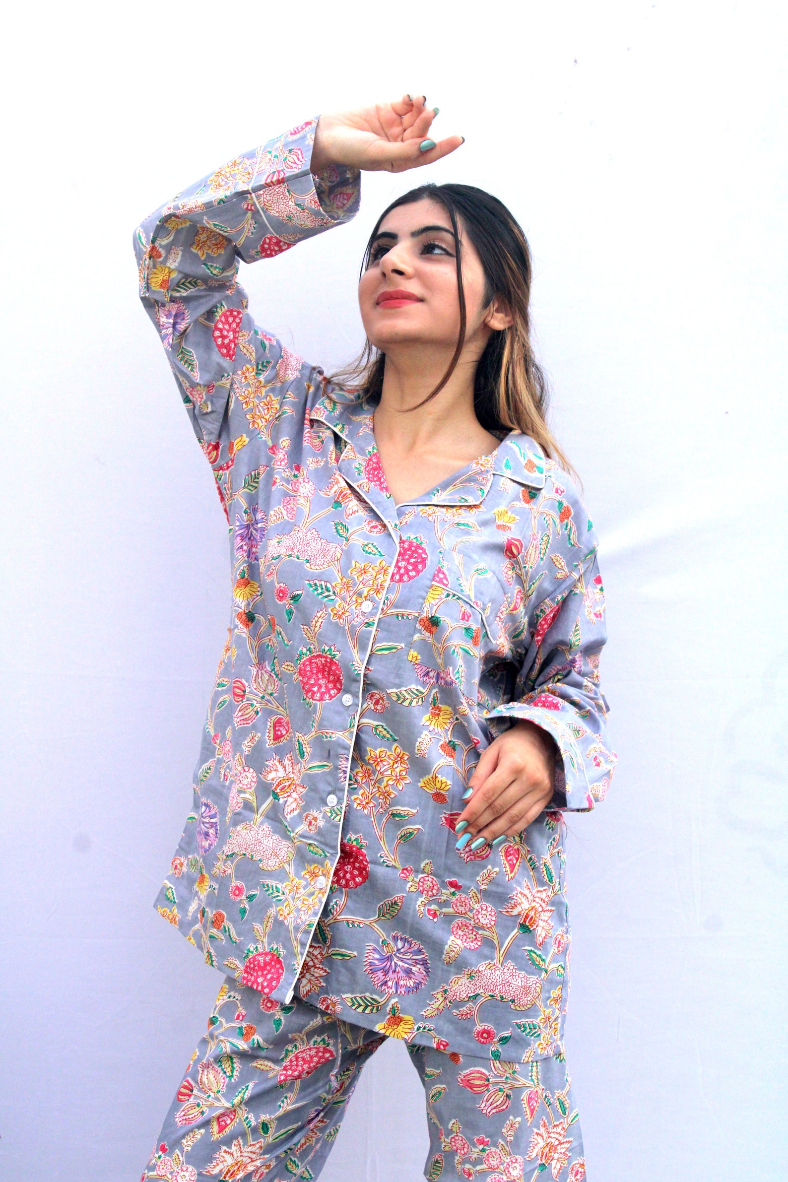 Cotton Pajama Floral print Night Dress pajama set for women Etsy