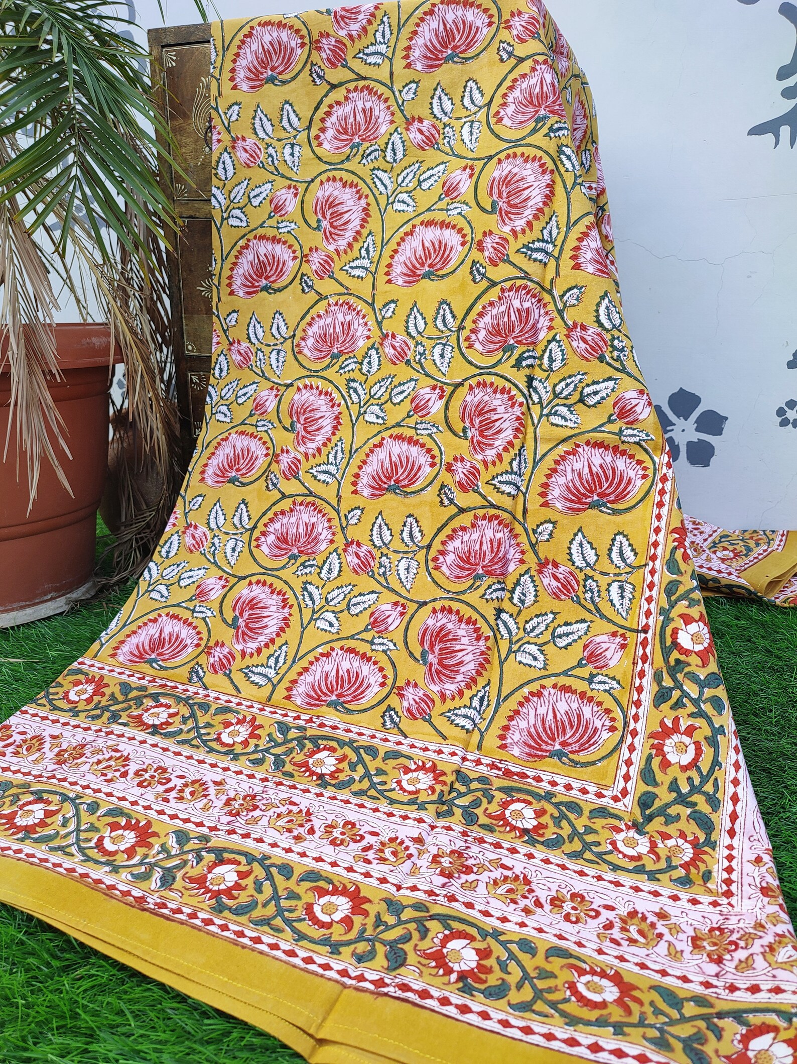 Hand Block Print Table Cloth Table Cover India Cotton Table Etsy