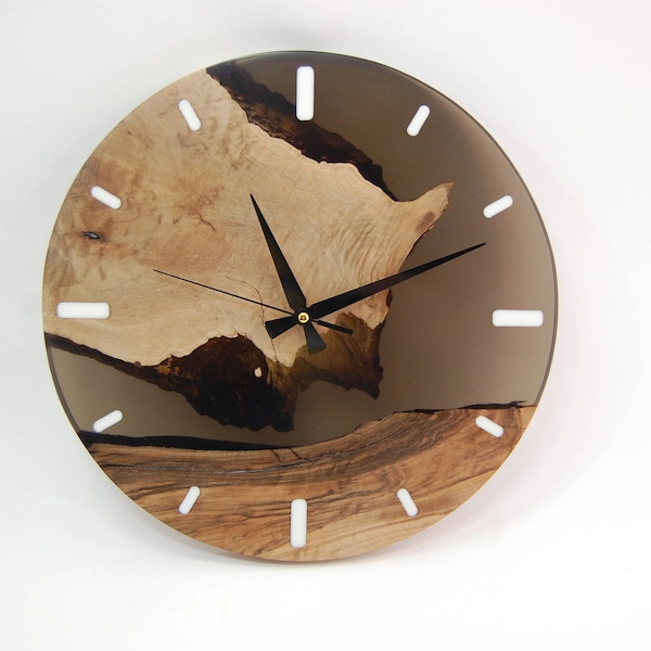 Home Decor Gift, Transparent Epoxy & Walnut Wooden Wall Clock, Home Wall Decor, Wall Hangings, Unique Handmade Gift for Mother's Day,Wanduhr