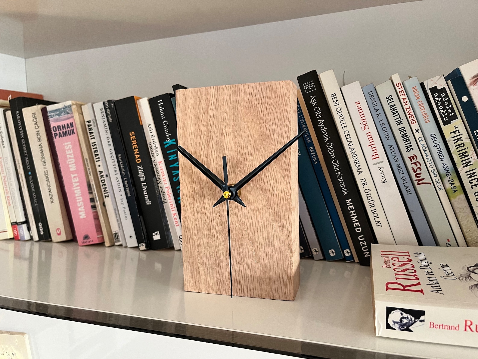 Handcrafted Minimalist Oak Wood Desk Clock – Modern Wooden Clock for ...