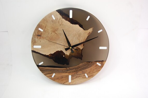 Epoxy Clock, Resin Clock, Clock Epoxy for Wall Clock, Clock Personalised - Etsy Dark Wall Walnut Wooden Epoxy Wood, Wall, Tree Gray Diameter