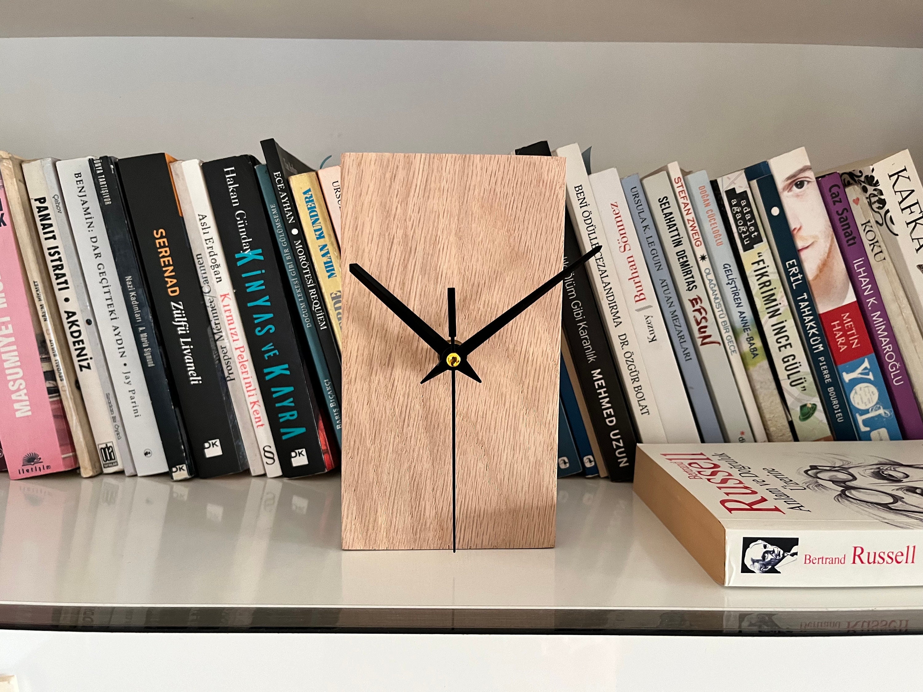 Handcrafted Minimalist Oak Wood Desk Clock – Modern Wooden Clock for ...