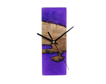 Custom Order Purple Epoxy &Walnut Wood Clock, Rustic Resin Wooden Wall Art Modern Kitchen Decor, An Unforgettable Birthday Housewarming Gift