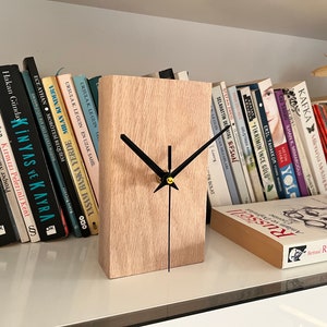 Handcrafted Minimalist Oak Wood Desk Clock – Modern Wooden Clock for Home and Office Decor