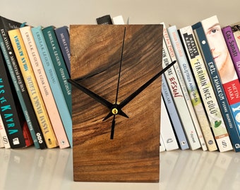 Handmade Walnut Wood Table Clock – Elegant and Minimalist Desk Decor