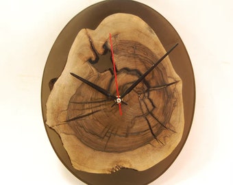 Decorazione da parete per la casa, orologio da parete in legno di noce e resina epossidica trasparente, arte da parete, regalo unico fatto a mano per la festa della mamma, inaugurazione della casa colonica, Wanduhr