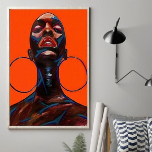 African American Woman Poster, Black Girl Poster, African Woman Canvas, Black Art, Black Woman Art, Afro American Art, Modern Wall Art