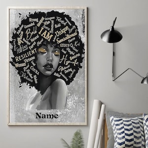 I Am Black Girl Poster, Black Girl Poster, African Woman Canvas, Black Art, Black Woman Art, Afro American Art, Modern Wall Art