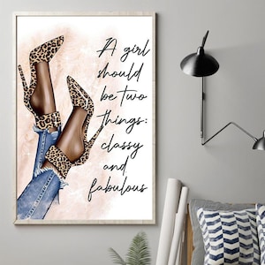 Classy and Fabulous Poster, Black Art, Black Girl Poster, African Woman Canvas, Black Woman Art, Afro American Art, Modern Wall Art