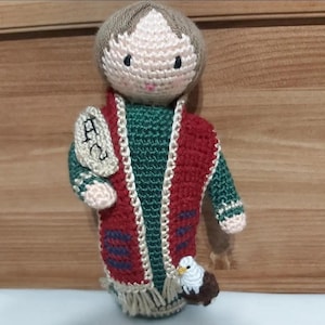 Saint John Evangelist Crochet Doll - Handmade Catholic Apostle Gift - Amigurumi Religious Toy - Gospel Writer Figurine