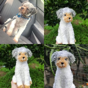 Pelúcia de cachorro de crochê artesanal personalizada, boneca de animal de estimação personalizada, lembrança de cachorro amigurumi, presente exclusivo de poodle, pelúcias personalizáveis