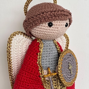 St. Michael Crochet Doll – Handmade Amigurumi Archangel, Catholic Gift, Guardian Angel Decor for Kids & Faith Lovers