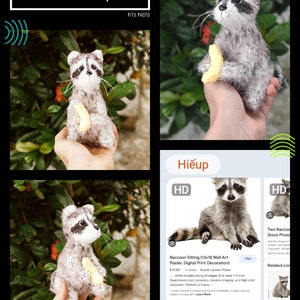 Handmade Crochet Raccoon Doll - Amigurumi Raccoon with Corn - Unique Custom Plush Toy - Perfect Gift for Animal Lovers-Realistic Crochet Art
