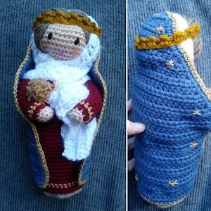 Handmade Virgin Mary and Baby Jesus Crochet Doll – Amigurumi Nativity Plush Catholic Gift for Christmas & Baptism