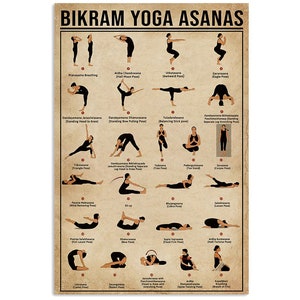Bikram Yoga Asanas Poster, Yoga Poster, Yoga Knowledge, Yoga Print, Yoga Poses Poster, Yoga Lover Gift,  Meditation Print, Yoga Gift
