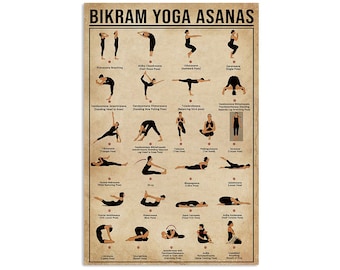 Bikram Yoga Asanas Poster, Yoga Poster, Yoga Knowledge, Yoga Print, Yoga Poses Poster, Yoga Lover Gift,  Meditation Print, Yoga Gift