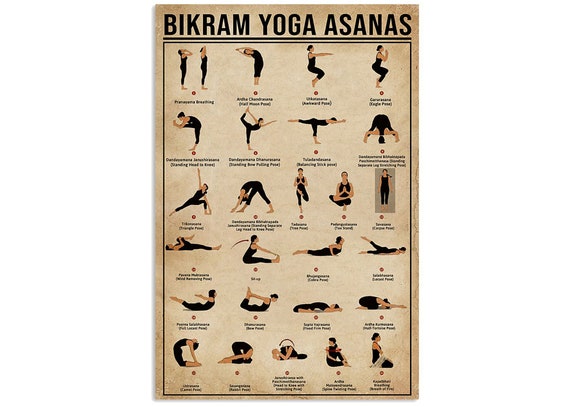 Amazon.com: The 26 Poses of Bikram Yoga Knowledge Poster Vintage  Educational Chart Wall Artwork Pictures Print for Bathroom Rectangular  Painting Decor Aesthetic Canvas Kitchen Modern Christmas Decorations  (08x12inch(20x30cm),Framed): Posters & Prints