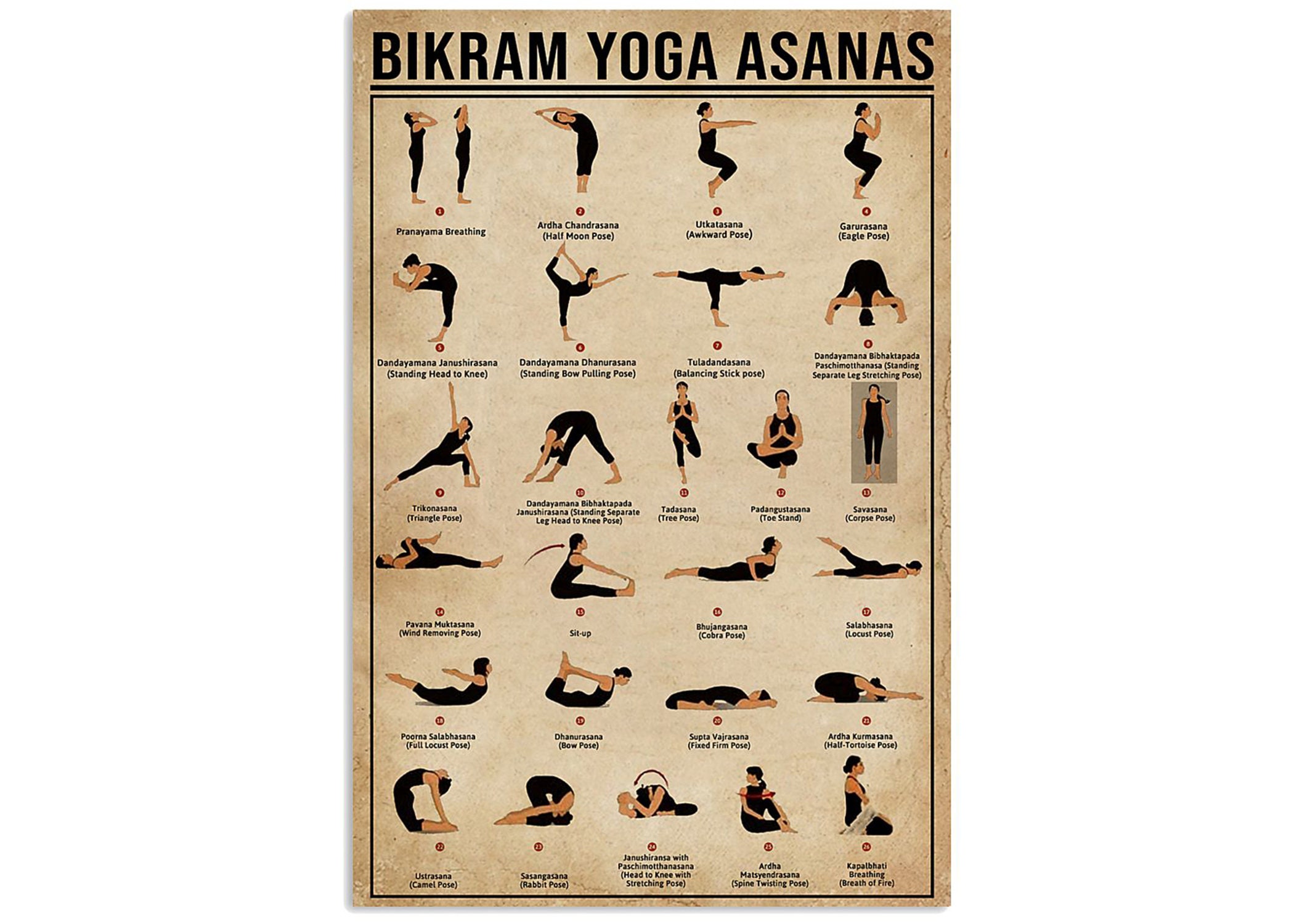 Bikram Yoga Asanas Poster, Yoga Poster, Yoga Knowledge, Yoga Print, Yoga  Poses Poster, Yoga Lover Gift, Meditation Print, Yoga Gift -  Canada